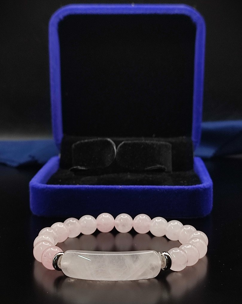 优质美丽的玫瑰石英手链,礼盒包装,免费送货 - 手镯 #2.1