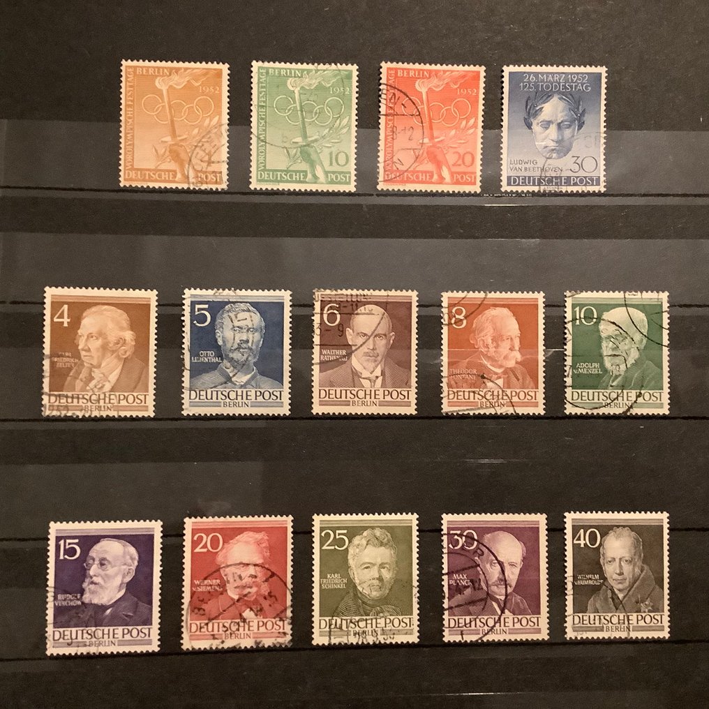 Βερολίνο 1952/1954 - 3 σχεδόν πλήρεις ετήσιες συλλογές (U) - Michel 87/111 en 114/125 #2.1