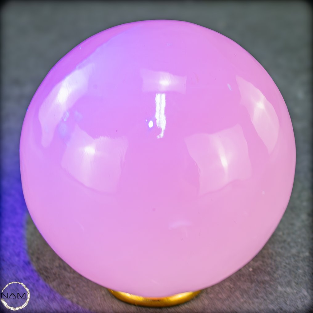 Natural Aragonite sphere in delicate pink with intense UV fluorescence- 727.19 g #1.0