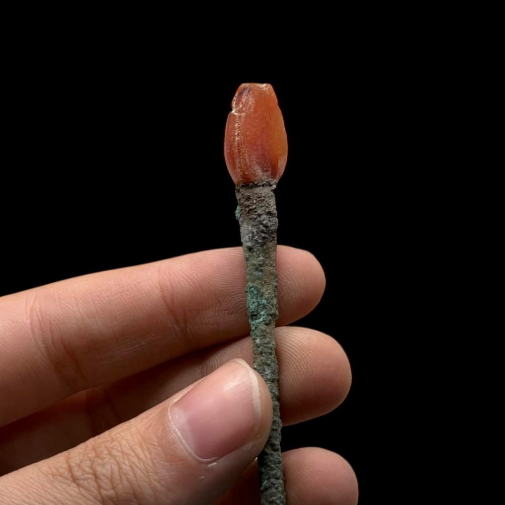 古罗马 黄铜色 发夹 - 玛瑙珠连接  (没有保留价) #2.1