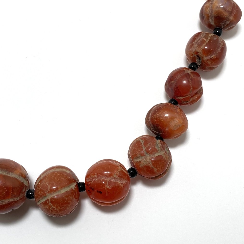 Silk Road, Asie centrale Agate Talisman de perles de collier en forme de melon - 52 cm #2.1