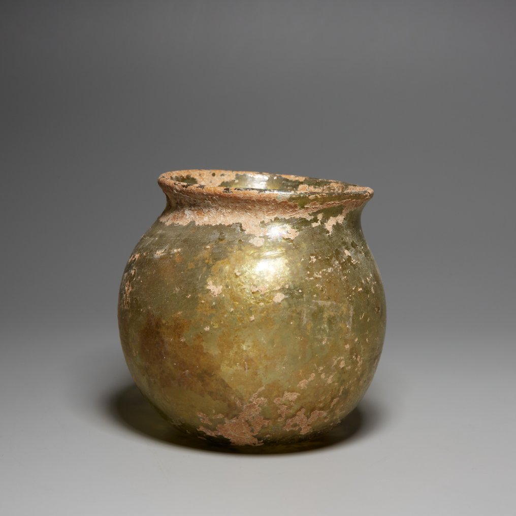 Ancient Roman Glass Flask. 1st-3rd century AD. 7.4 cm height. #1.0