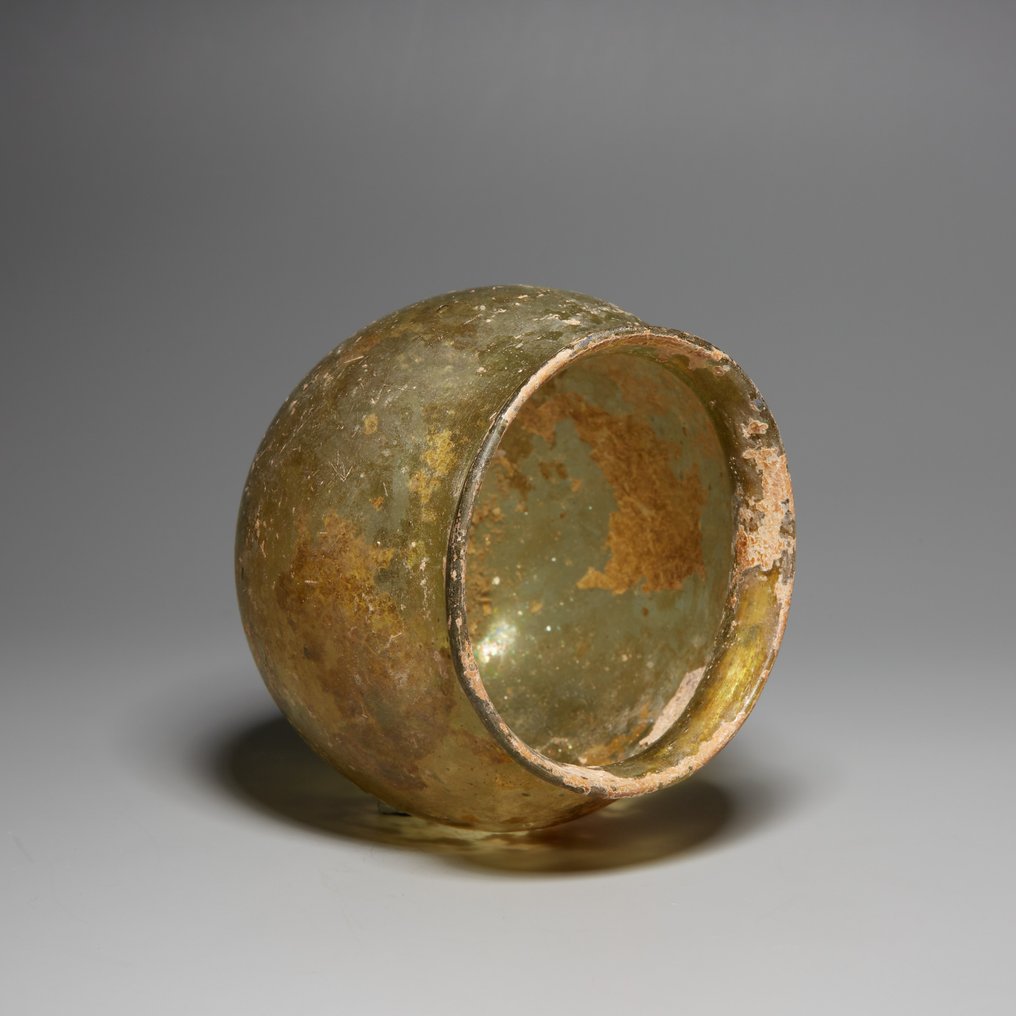 Ancient Roman Glass Flask. 1st-3rd century AD. 7.4 cm height. #4.3