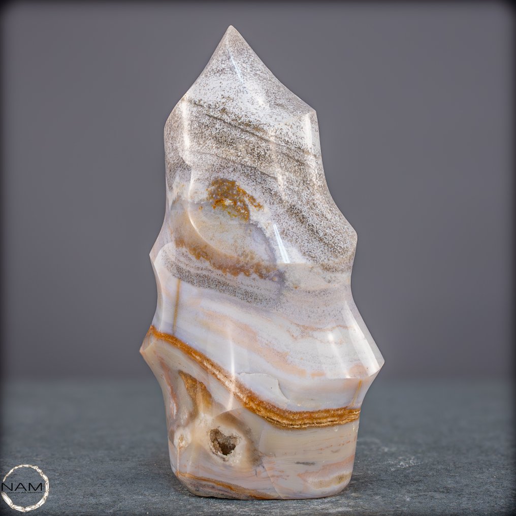 带纹的玛瑙碧玉火焰 富有表现力的天然石材雕塑- 1133.65 g #2.1