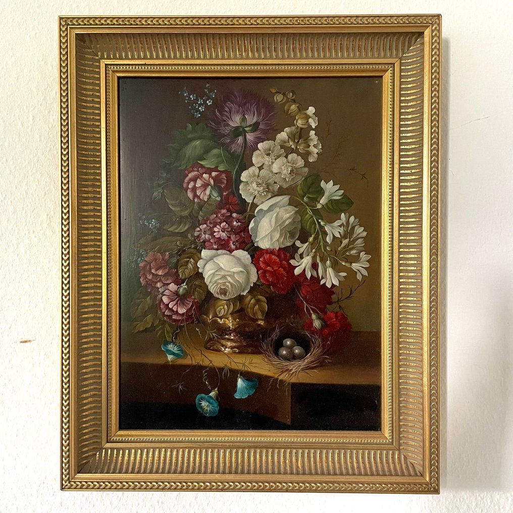 Franz Xaver Pieler (1876/79-1952) - Blumenstillleben mit Vogelnest #3.2