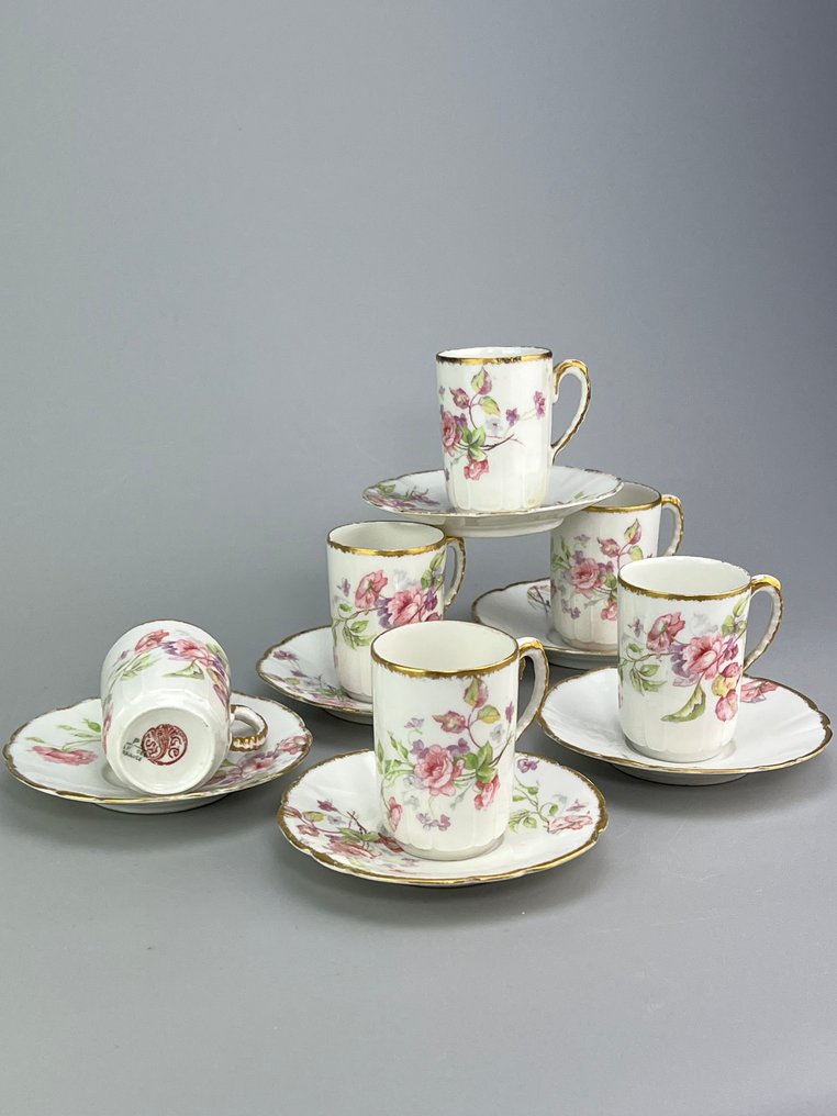Limoges P.L. France - Coffee set for 6 (12) - Porcelain #1.0