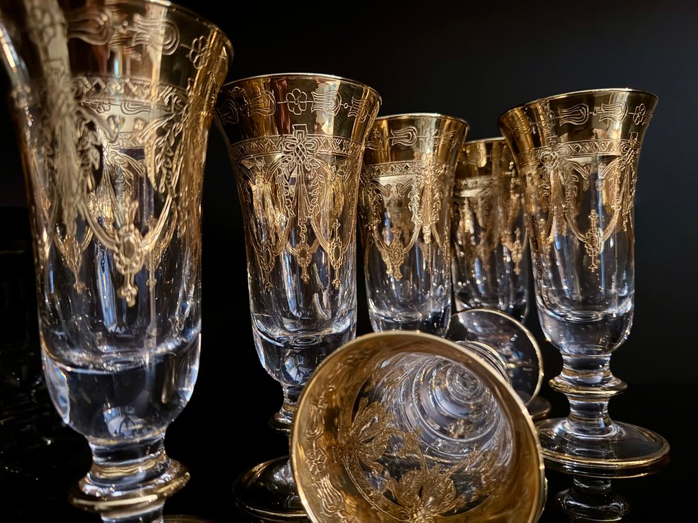 Calice da champagne (6) - Wonderful Murano flutes, blown, pantographed and decorated by hand - Oro 24 kt #1.0