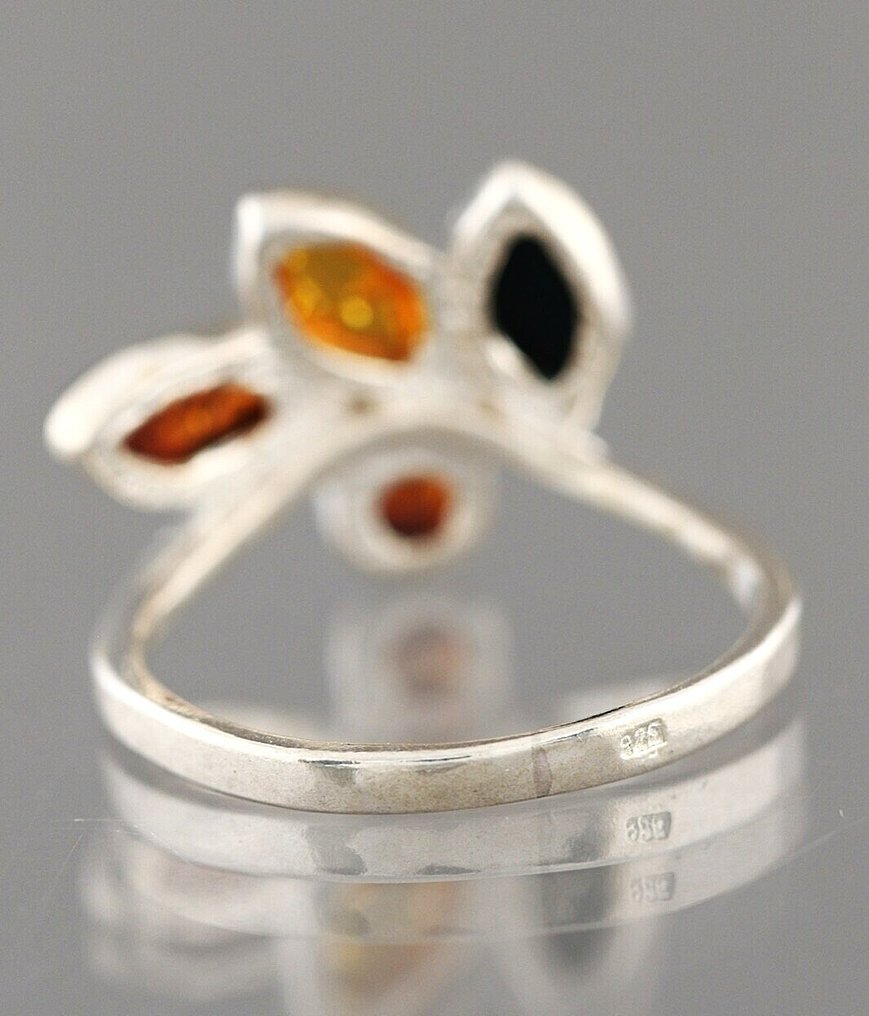 Κεχριμπάρι - Limited Edition Amber Ring – Honey Cognac Greenish – Leaf Form (χωρίς τιμή ασφαλείας) #2.1