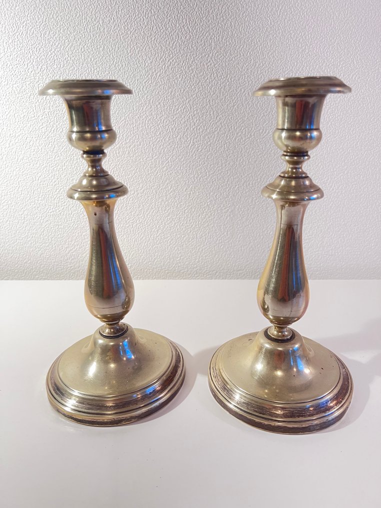 Christofle - Candleholder (2) - Silverplated - Two candleholders #1.0