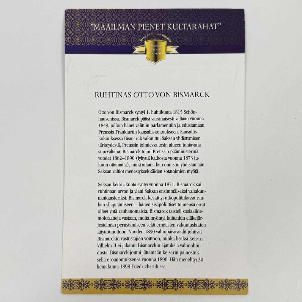 Congo. 100 Francs CFA 2015 the 200th anniversary of Otto von Bismarck (  (Zonder Minimumprijs) #3.2