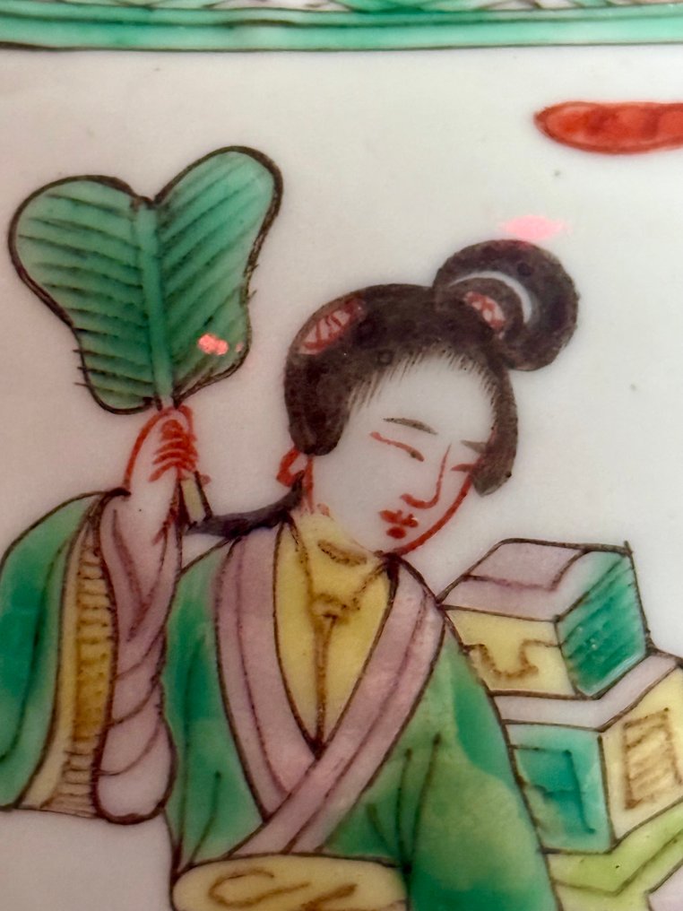 Geschilderde 'figuren' gemberpot - Tarro - Famille verte - Porcelana - buen estado #4.3