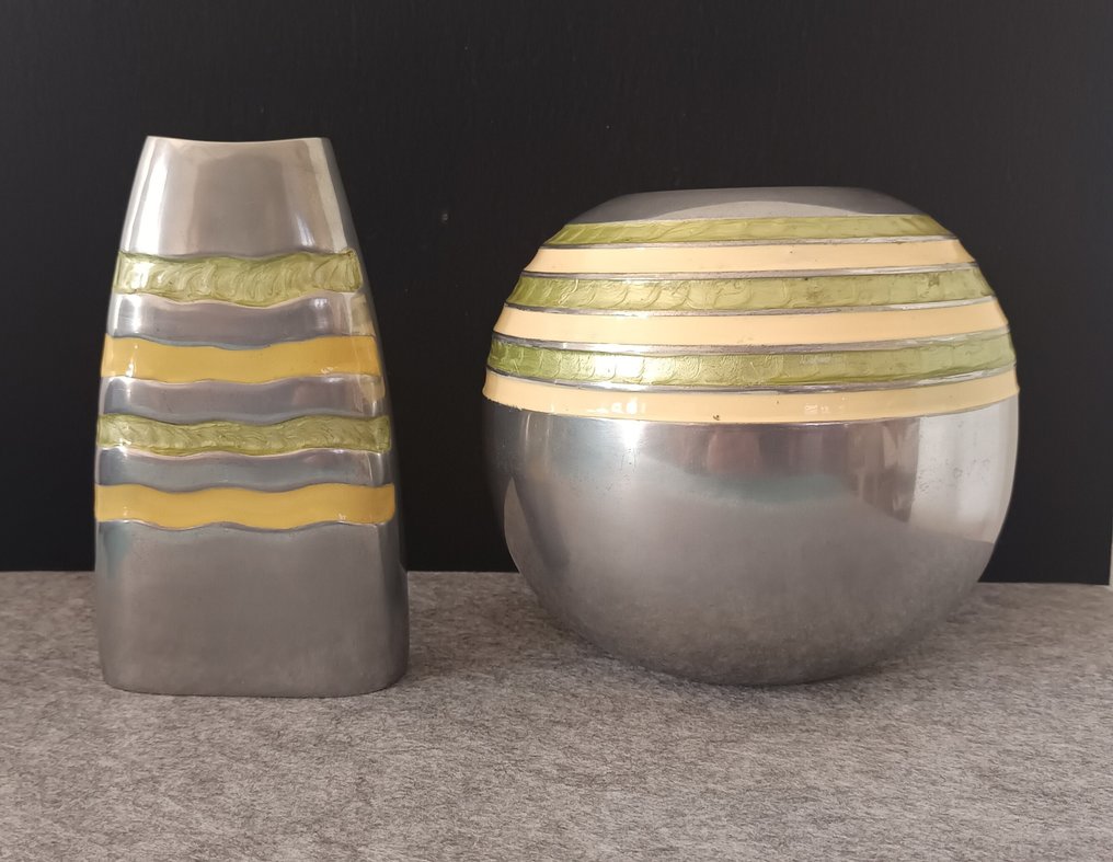Set (2) Stile space age '60 - Design scandinavo - Vase - Aluminium - massive #2.1