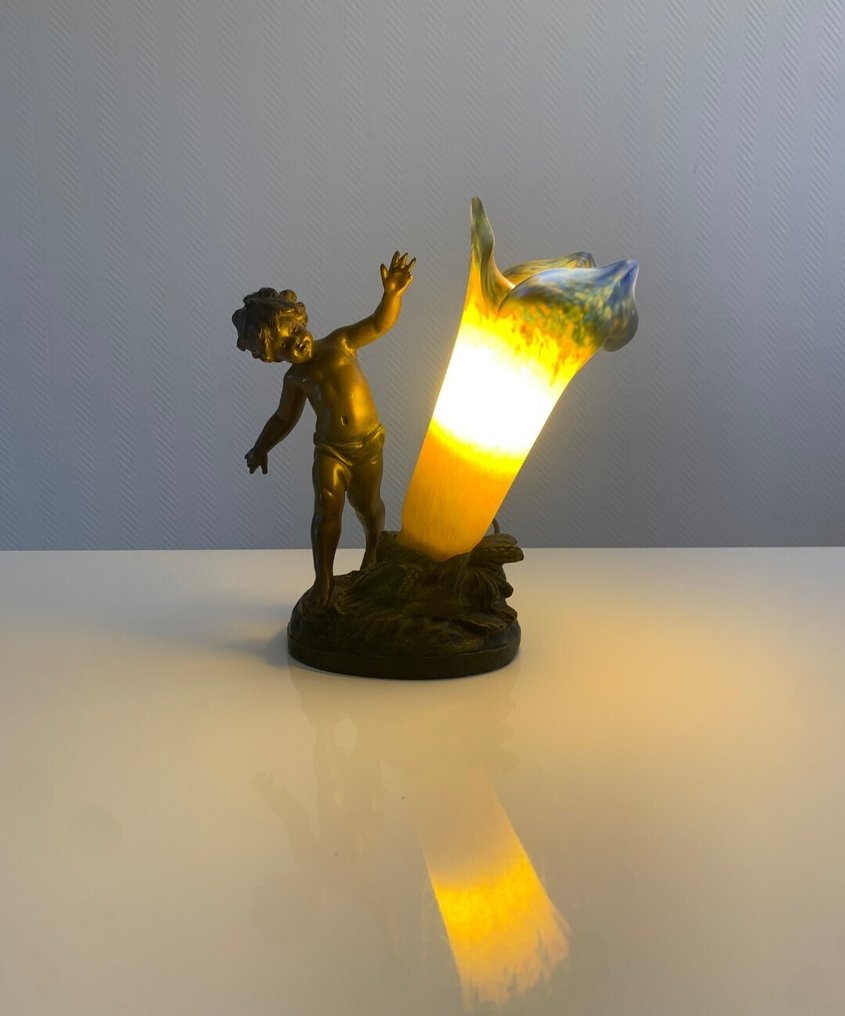 Louis Auguste Moreau - 灯具 - 粗锌, 玻璃 - Régule 和玻璃泥 #2.1