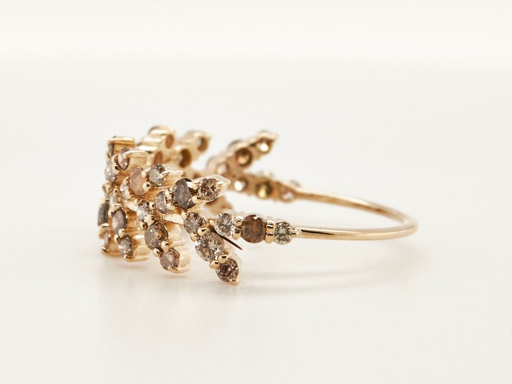 沒有保留價 - 戒指 - 14 克拉 黃金 - 0.85ct. tw. 鉆石 (經顏色處理) #4.3