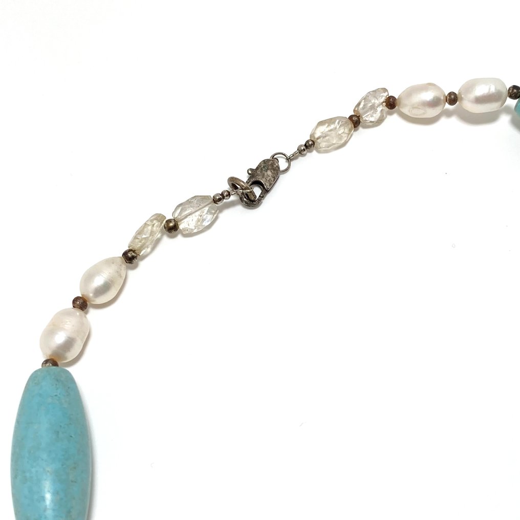 丝绸之路,中亚的 青金石、珊瑚、珍珠和水晶 项链珠子护符 - 52 cm #4.3