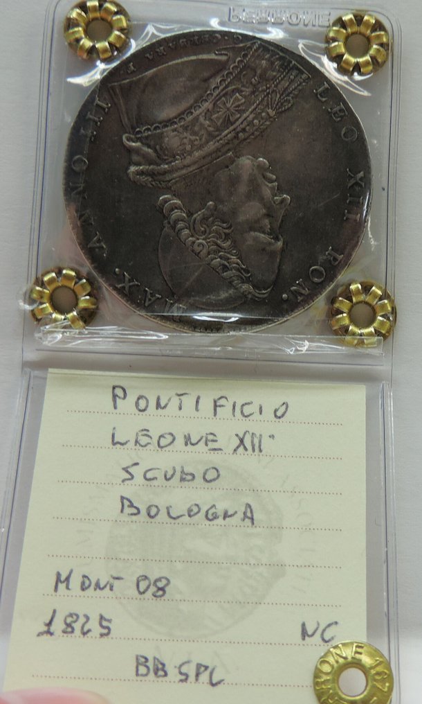 Italië, Pauselijke Staat Leone XII. Scudo 1825 -RARA- con perizia numismatica (Zonder Minimumprijs) #3.2