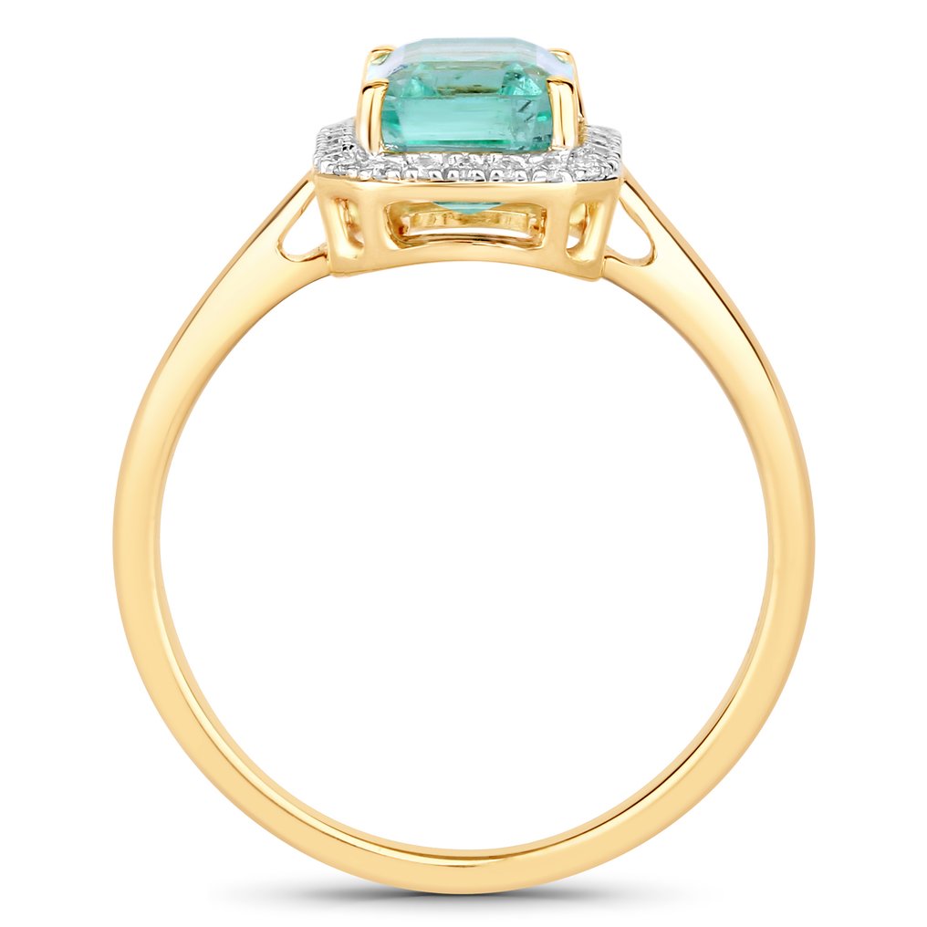 Ring - 14 karat Gulguld -  2.08ct. tw. Smaragd - Diamant #1.0