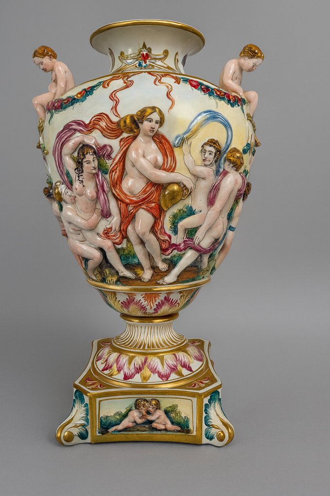 Capodimonte - Βάζο -  Μεγάλο πορσελάνινο βάζο με Putti και μυθολογικά figures.  - Πορσελάνη - Εξαιρετικό βάζο - XL #1.0