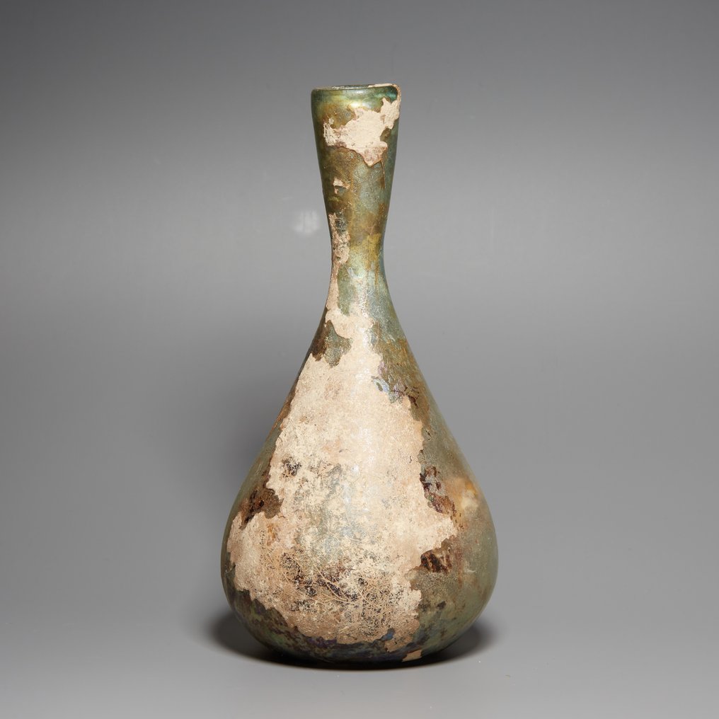 Ancient Roman Glass Flask. 3rd century AD. 15.5 cm height. #1.0