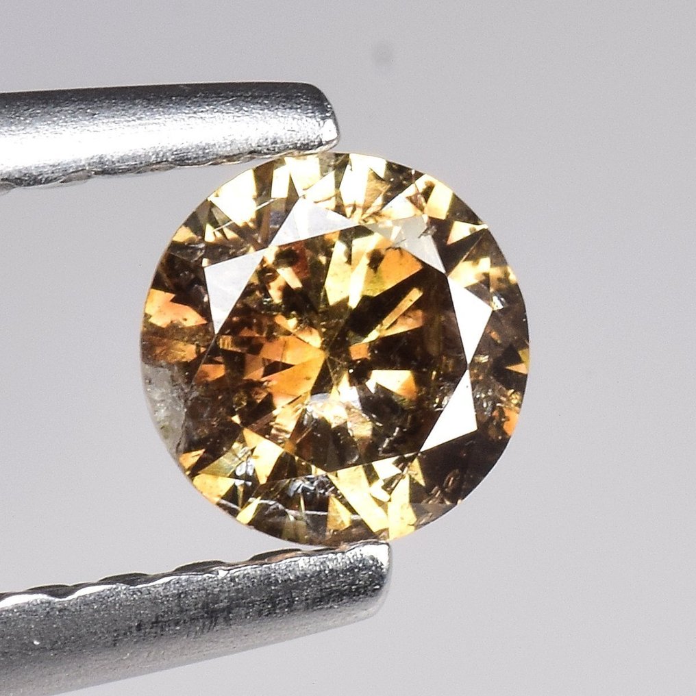 Ei pohjahintaa - 1 pcs Timantti (Luonnonvärinen) - 0.29 ct - Pyöreä - Fancy Violetin sävy Ruskea - I2 - Jalokivitodistus, Antwerpen (GRA) #1.0