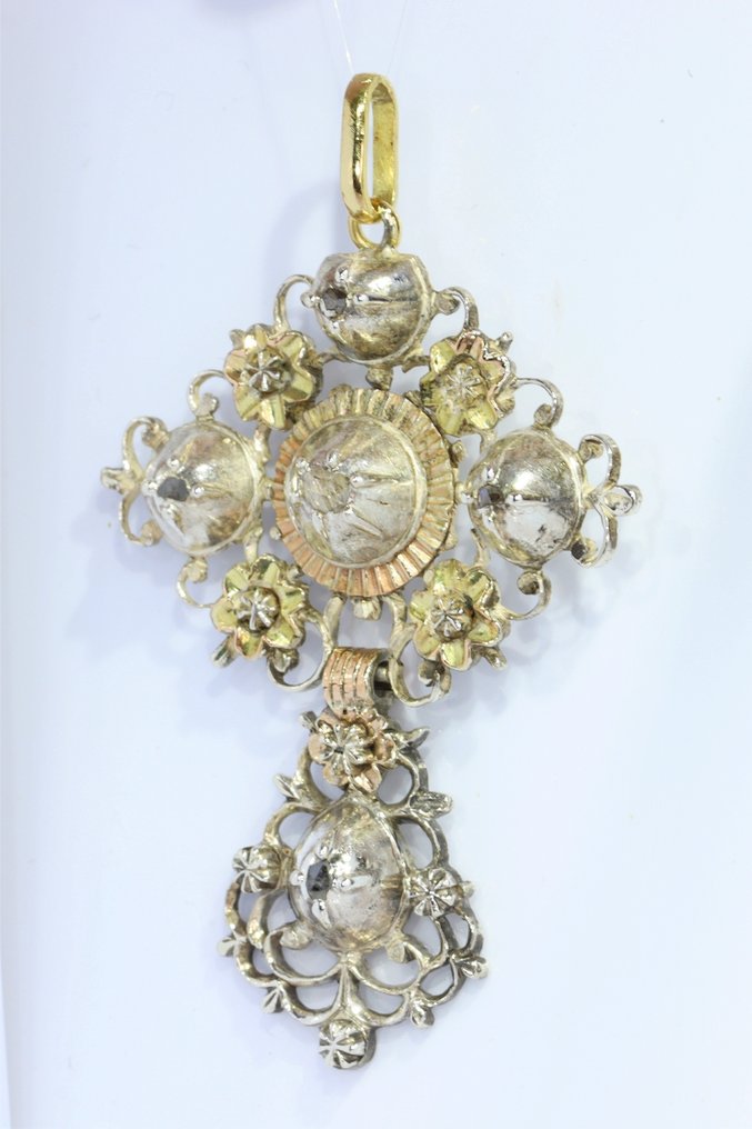 χωρίς τιμή ασφαλείας - Κρεμαστό κόσμημα - 18 καράτια Κίτρινο χρυσό - Διαμάντι - Cross, αντίκα 1850 #2.1