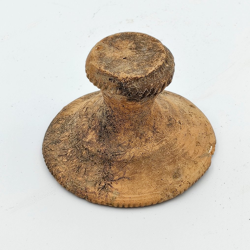 中國古代 粘土 小型圆形药草托盘 - 97 mm  (沒有保留價) #2.1