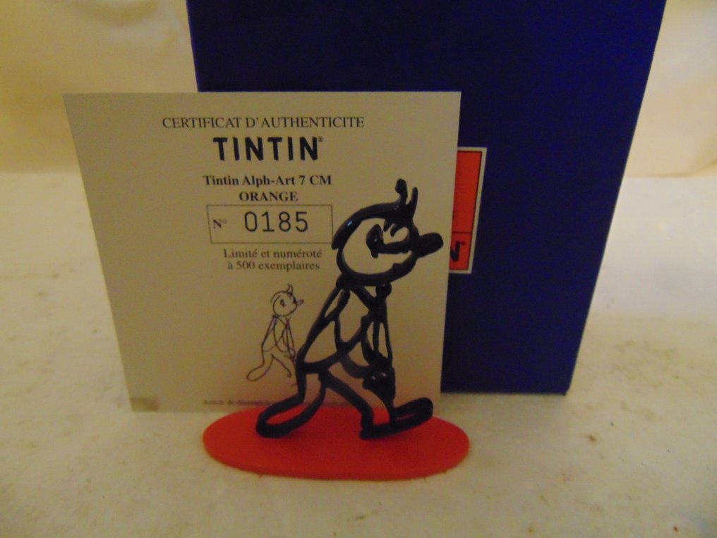 Tintin avec certificat n°185 - Tintin - 1 - Tintin Alph-Art 7 cm socle orange #1.0
