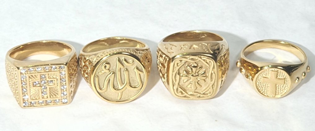 4 Αστρονομικοί Κύκλοι: Χέρι της Fatima, Σταυρός των Τεμπλών, Λατινικός Σταυρός (2) - Χρυσόλουτρο - Δαχτυλίδι #3.2