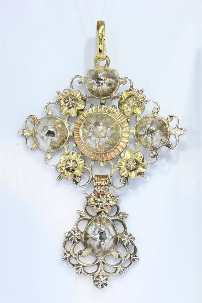 χωρίς τιμή ασφαλείας - Κρεμαστό κόσμημα - 18 καράτια Κίτρινο χρυσό - Διαμάντι - Cross, αντίκα 1850 #1.0