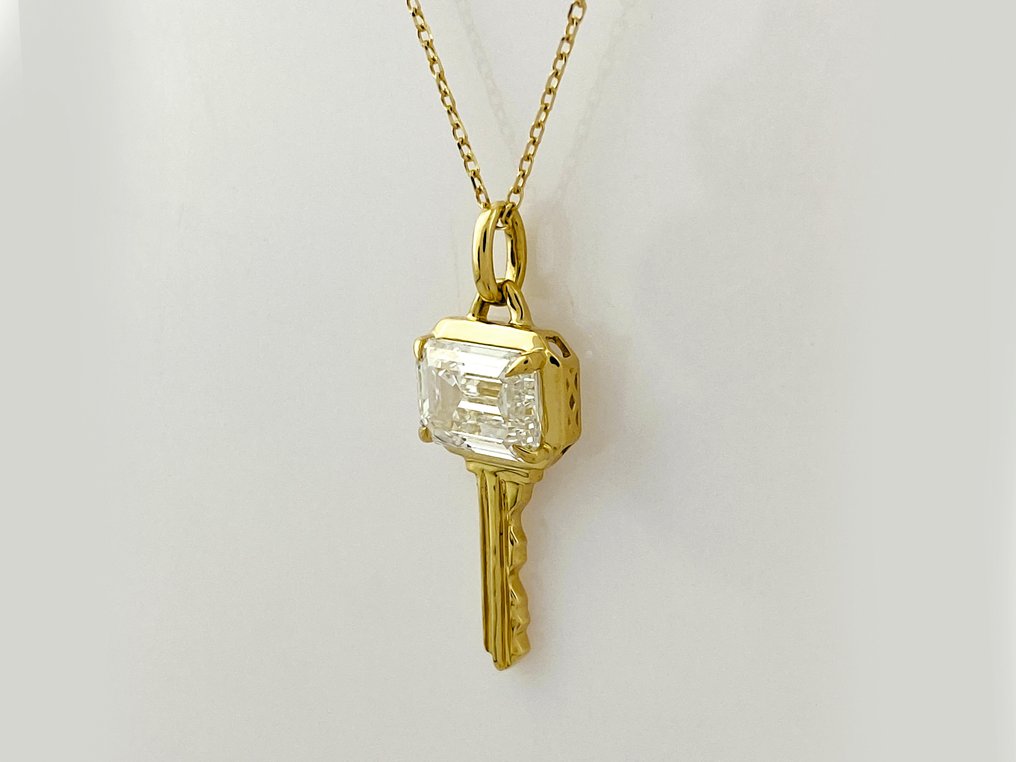 Sans prix de réserve - Collier avec pendentif - 14 carats Or jaune -  2.03ct. tw. Diamant (Cultivé en laboratoire) #2.1