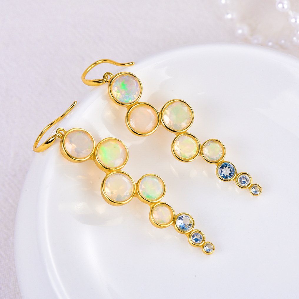 Sans Prix de Réserve - Boucles d'oreilles Argent - Gemmes mixtes - Certifié #1.0