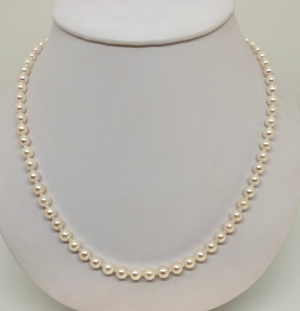 Perlenkette Akoya-Perlen - Weißgold 18K Verschluss #1.0