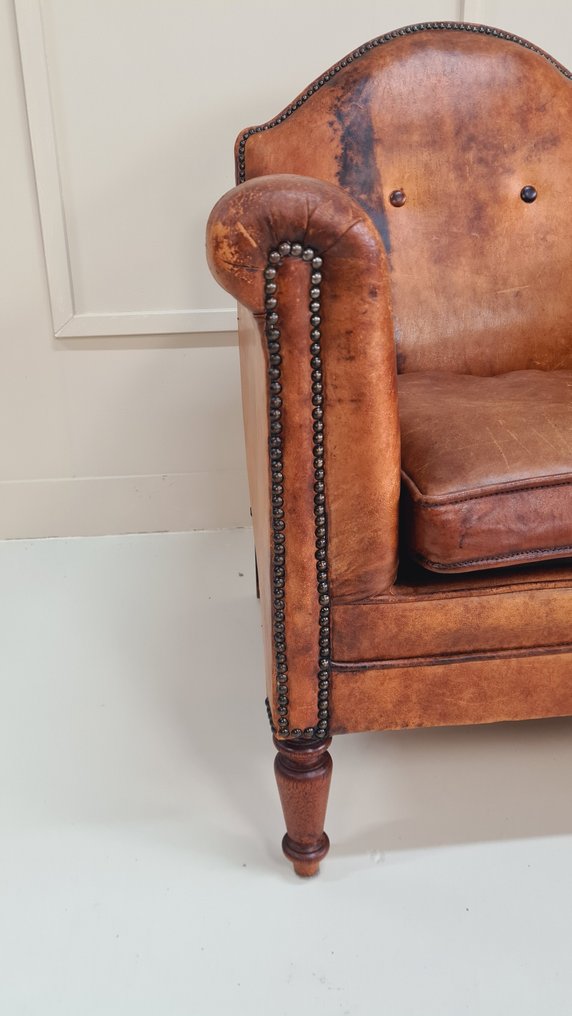 Pair of high end English leather chairs - 扶手椅子 (2) - 羊皮 - 2 张俱乐部椅 #2.1