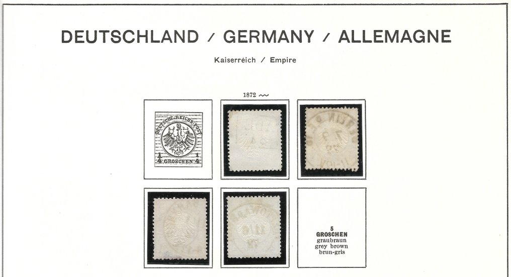 德意志帝國 1872/1874 - D. R. Brustschild收藏在两个Schaubek相册页上 - Deutschland 2023 / aus Mi.-Nr. 2 - 29 #3.2