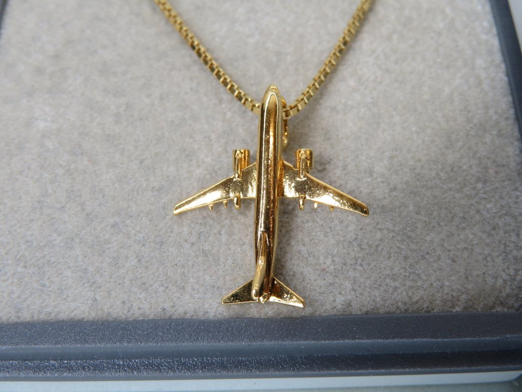 Boeing 737-400 Spilla, ciondolo da collana e spilla in argento dorato con placcatura in oro, per l'aviazione. - 1990-2000 #2.1