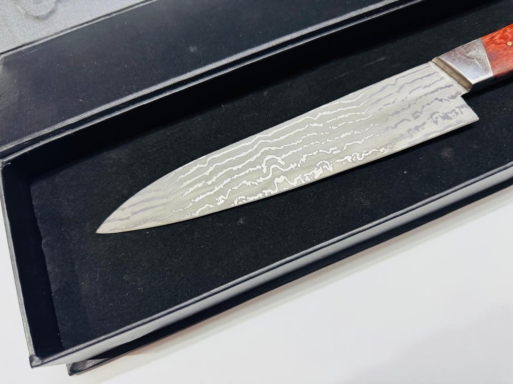 Μαχαίρι κουζίνας - Ιαπωνικό μαχαίρι σεφ λαχανικών (016) - VG 10 Ατσάλι Λιγότερο Ατσάλι & Χερούλι από Φυσικό Ξύλο - Ιαπωνία - Μαχαίρι σεφ λαχανικών #1.0