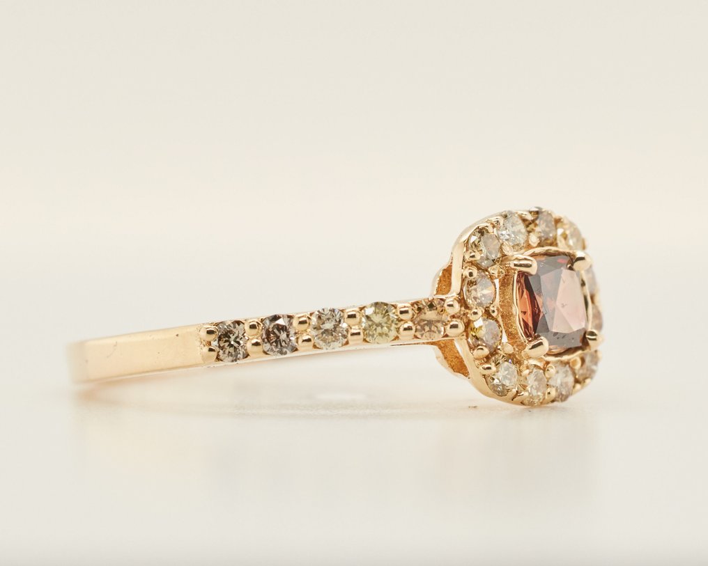 没有保留价 - 戒指 - 14K包金 黄金 - 0.76ct. tw. 钻石 (天然色彩的) #1.0