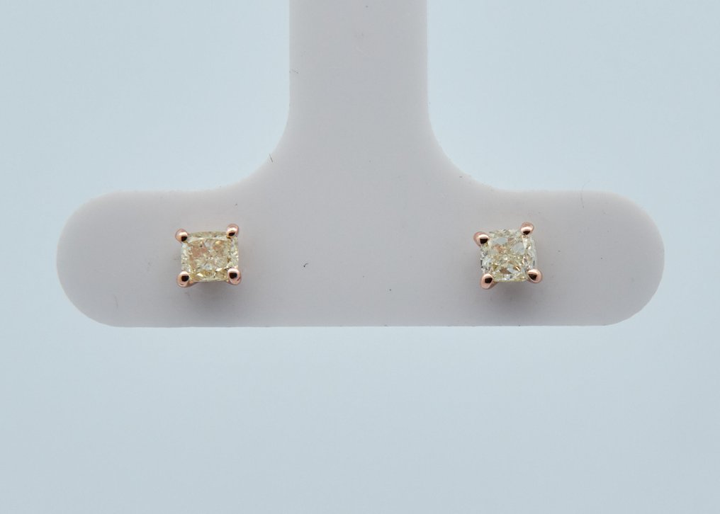 χωρίς τιμή ασφαλείας - Σκουλαρίκια - 14 καράτια Ροζ χρυσό - 0.38ct. tw. Διαμάντι (Φυσικού χρώματος) #1.0