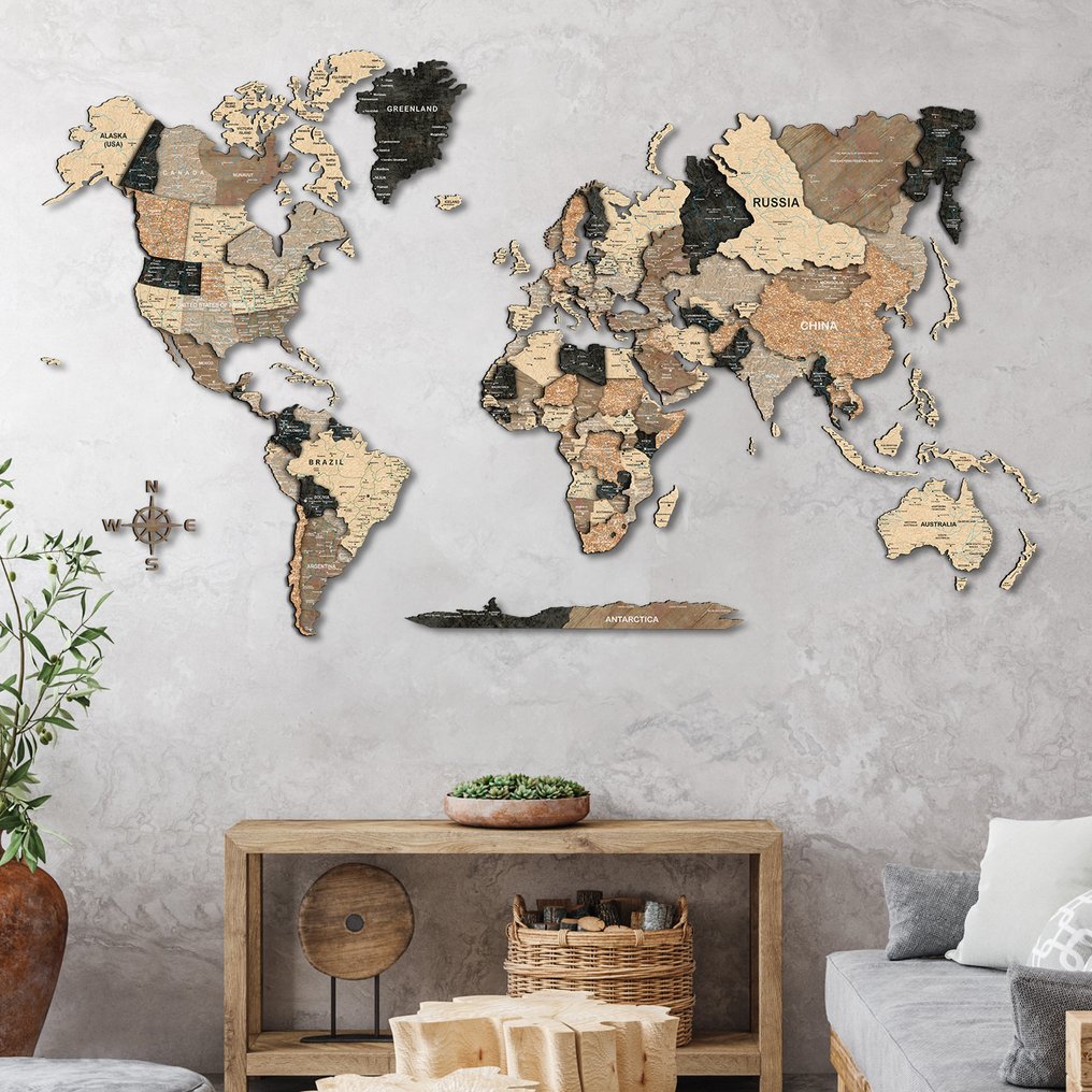 Διακόσμηση τοίχου - Giallobus - Raw overlay - Ιταλία - Premium 3D χάρτης σε ξύλο. #2.1