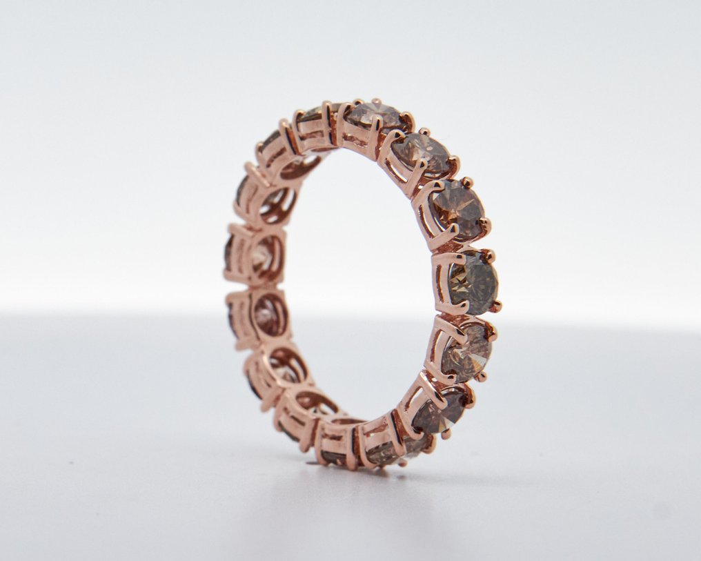 没有保留价 - 戒指 - 14K包金 玫瑰金 -  3.40ct. tw. 钻石 (天然色彩的) #3.2