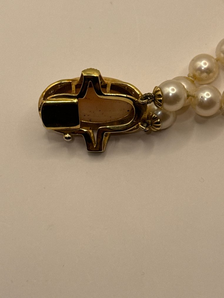 贴颈项链 - 18K包金 黄金 珍珠 - 珍珠 #4.3