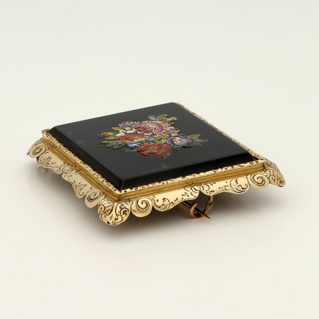 Broche - 14 carats Or jaune - onyx #2.1