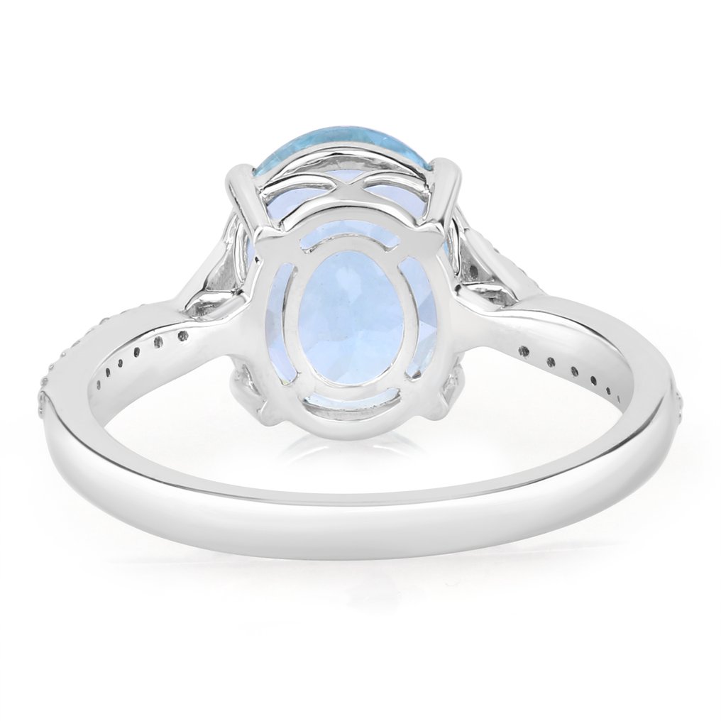 Ring - 14 kt Vittguld - 2.34ct. tw. Akvamarin - Diamant #4.3