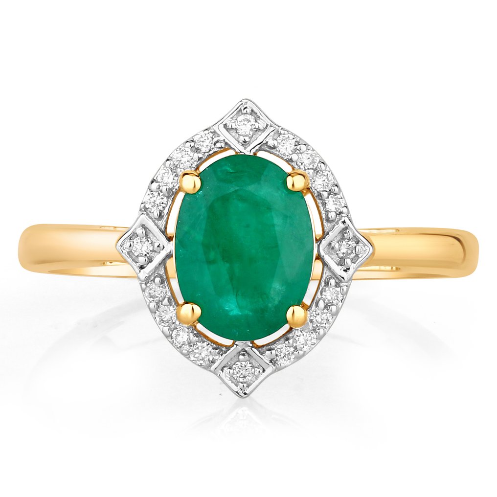 Gyűrű - 14 kt. Sárga arany - 1.49ct. tw. Smaragd - Gyémánt #2.1