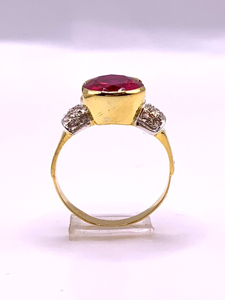 Senza prezzo di riserva - Anello - 9 kt Oro giallo, Argento Rubino - Diamante #1.0