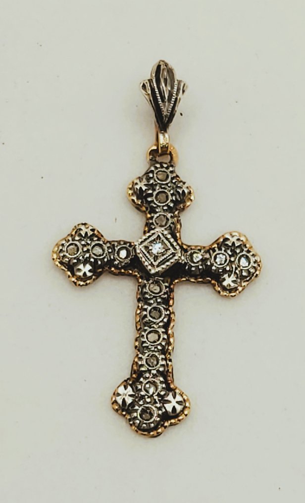没有保留价 - 十字架吊坠 - 19.2克拉 黄金 - 钻石 #4.3