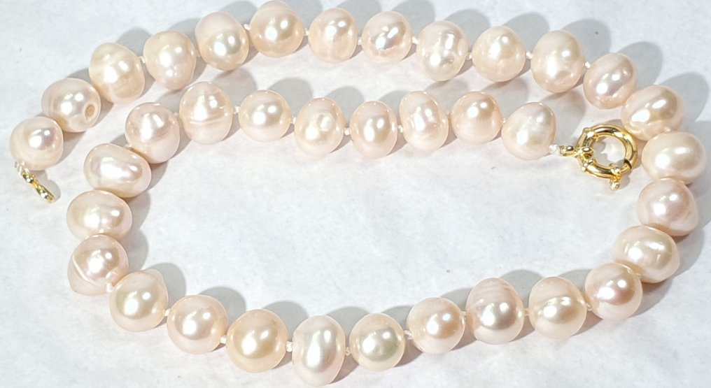 非常特别天然桃子珍珠 - 圣徒的光荣国度 - 925纯银镀金 - 项链 #2.1