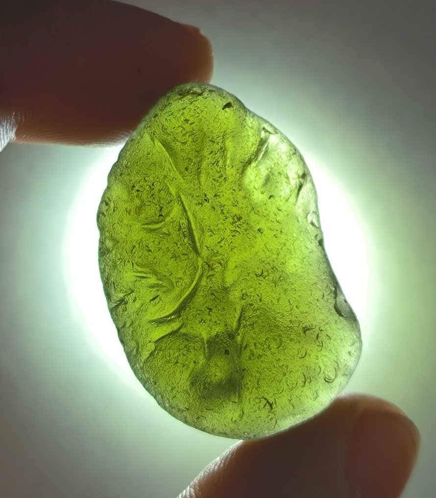 Moldavite - from Radomilice, South Bohemia - Height: 41 mm - Width: 26 mm - 16.3 g #3.2