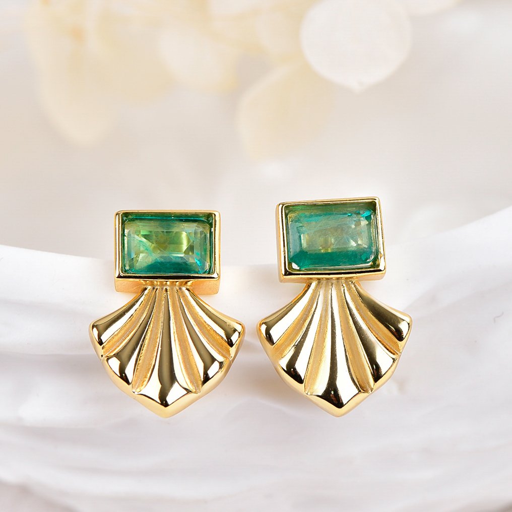 χωρίς τιμή ασφαλείας - Σκουλαρίκια Ασημί - Σμαράγδι - Πιστοποιημένο #1.0