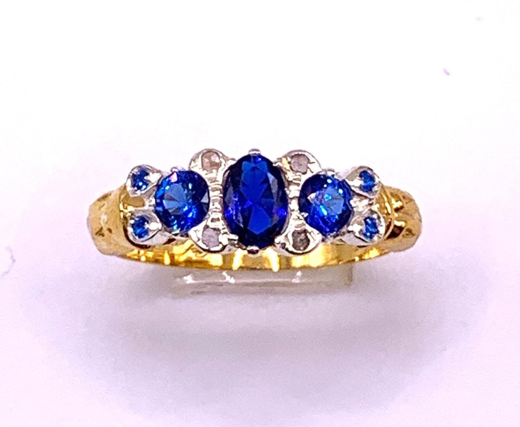 χωρίς τιμή ασφαλείας - Δαχτυλίδι αιωνιότητας - 9 kt. Κίτρινο χρυσό, Ασημί Ζαφείρι - Ζαφείρι - Diamanti #1.0